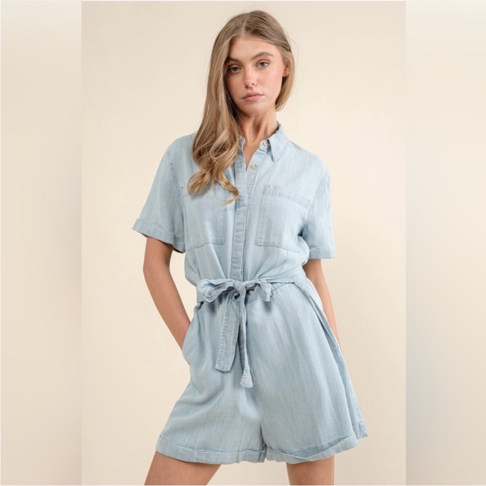 Blue B Light Blue Denim Jumpsuit Romper